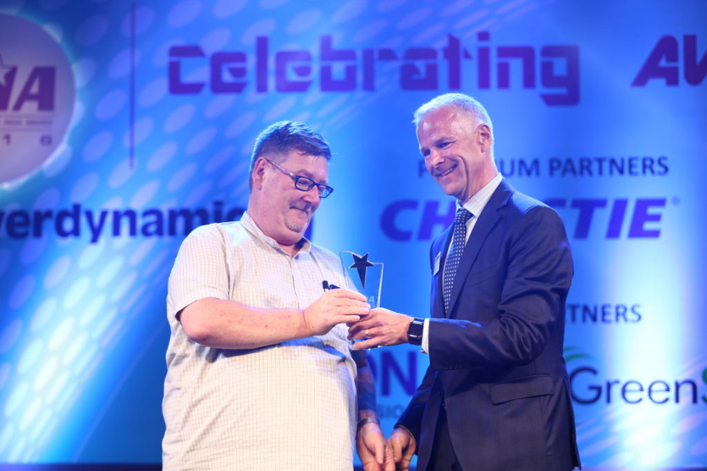 Kelvin Ashby-King, Managing Director of T2 Consulting receiving his Lifetime Achievement Award for ‘The Most Distinguished Professional in AV and Lighting Design in India'